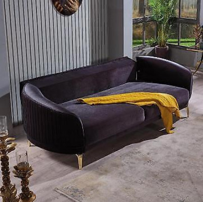 Dreisëtzer Sofa Modern Wunnzëmmer Couch Schwaarz Designer Polstersofas