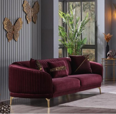 Modern dräisëtzegen Luxus Sofas Wunnzëmmer Polstermöbel Textil Couch Sofa Samt.