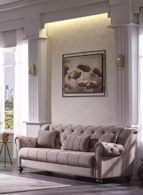 Klassesch Wunnzëmmer Garnitur 3+1 Couche Sëtz Sofa Polster Nei Beige