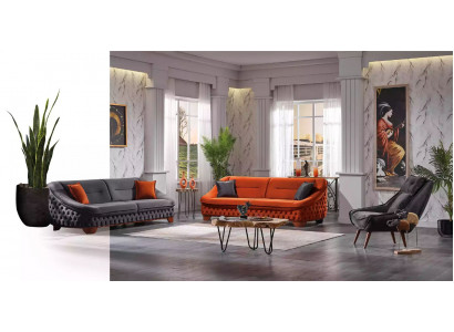 Sofagarnitur 3+3+1 Sëtz Sofaset Chesterfield Wunnzëmmer Komplett 3tlg