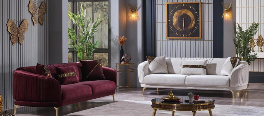 Designer Polstersofa Set Drësëtzer Wunnzëmmer Couche Modern Miwwelen