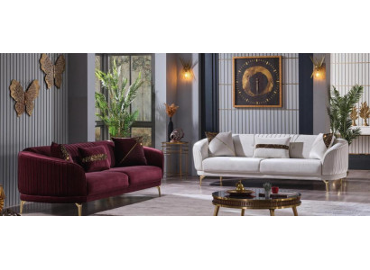 Designer Polstersofa Set Drësëtzer Wunnzëmmer Couche Modern Miwwelen