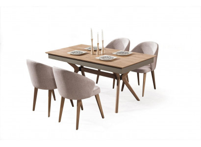 Luxus Iesszëmmer Set Iessdësch 4x Still Textil Iessgrupp Modern Garnitur Nei