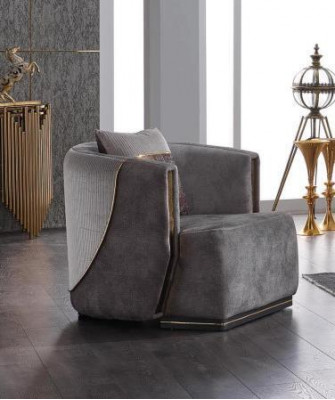 Grau Canapé-Set 3+1 Sëtzer mat Edelstahl Canapé Sofa Polster Set 2-Deeler.