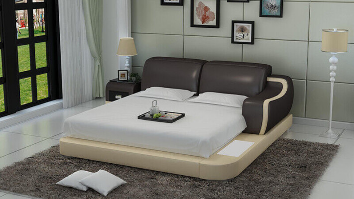 Design Bett XXL Grouss Better Hotel Polster 200x200 Multifunktioun Regal USB Lieder
