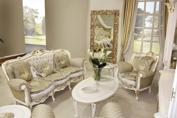 Klassesch Barock Rokoko Drësëtz Sofa 3 Sëtz Couch Polstersofas Couchen