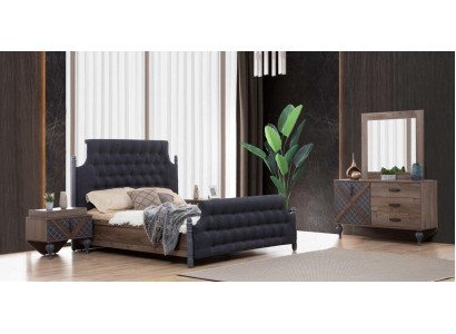 Bett Nuetsdësch Kommoud mat Spigel Schlofkummer 4 Stéck Set Chesterfield