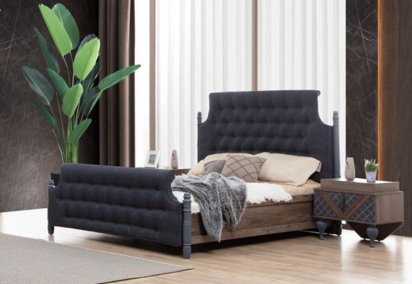 Bett Nuetsdësch Kommoud mat Spigel Schlofkummer 4 Stéck Set Chesterfield