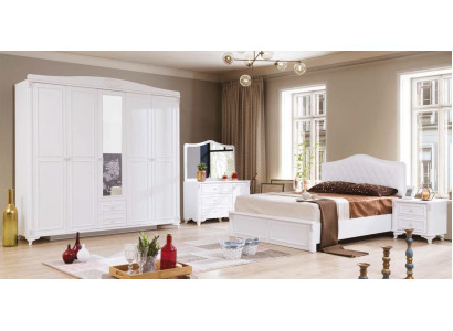 Luxus Schlofzëmmer Set 4 Stéck. Bett 2 Nuetsdëscher Kommode Landhaus Miwwelen Nei