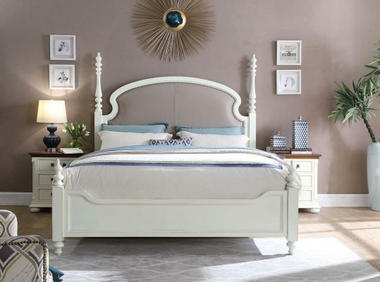 Bett Nuetsdësch 3-Stéck-Schlofkummer Set Design Modern Luxus Better Grupp Holz Nei