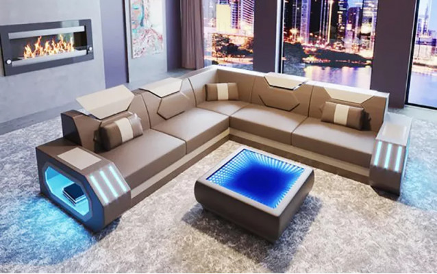 Ecksofa Liederpolster Design Wunnzëmmer Eckcouch Couch Sofa L Form Wunnlandschaft