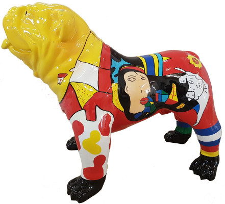 Design Figuren Skulpturen Modern Bulldogge Skulptur Deko Gaart Nei Dekoratioun