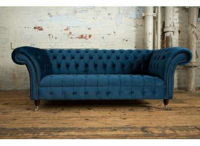 Chesterfield 3-Sëtzer Polsterbänk Lieder Stoff Sofa Couchën Textil Modernen Stil