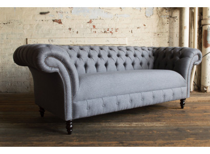 Chesterfield 3-Sëtzer Polster Canapé Lieder Sofa Couches Textil Modern Stil Stoff