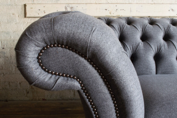 Chesterfield 3-Sëtzer Polster Canapé Lieder Sofa Couches Textil Modern Stil Stoff