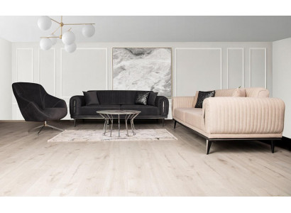 Dräisëtzeger Canapé Polster Miwwel 3 Sëtz Plaz Couchen Sofa Schwaarz Miwwelstücker