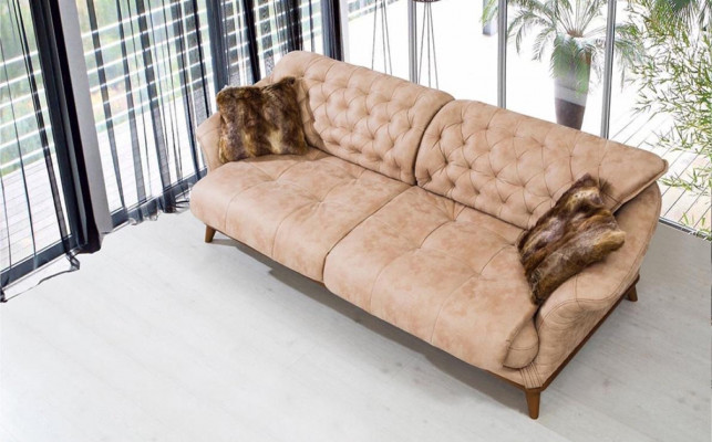 Brong Canapé Sofa Wunnzëmmer Canapéë Polster Miwwel Dräisëtzer 221cm