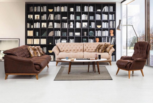 Brong Canapé Sofa Wunnzëmmer Canapéë Polster Miwwel Dräisëtzer 221cm