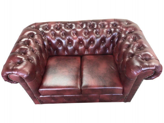 Sofa Chesterfield 2 Sëtzer Lieder Lounge Couches Sofas Braun Modern