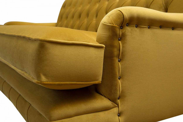 Chesterfield Sofa 3 Sëtzpolster Textil Stoff Canapéë Elegant Sofas