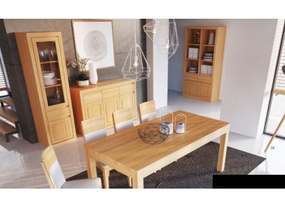 Wunnzëmmer Garnitur Grupp 8dëlg. Set Kommode 4 Lehnstillë Vitrin Sideboard Nei