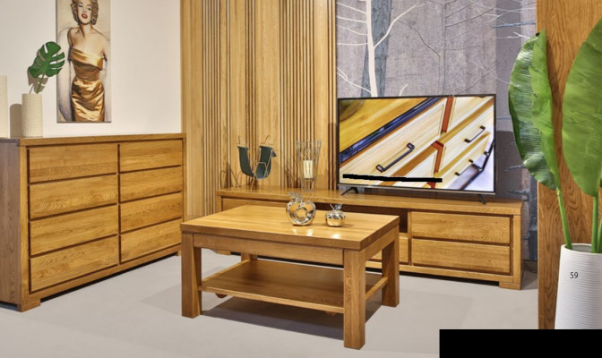 Wunnzëmmer Holz Miwwelen Set Massive Komoud Säiteboard Herrenzëmmerdësch RTV 3-Teile Set Nei