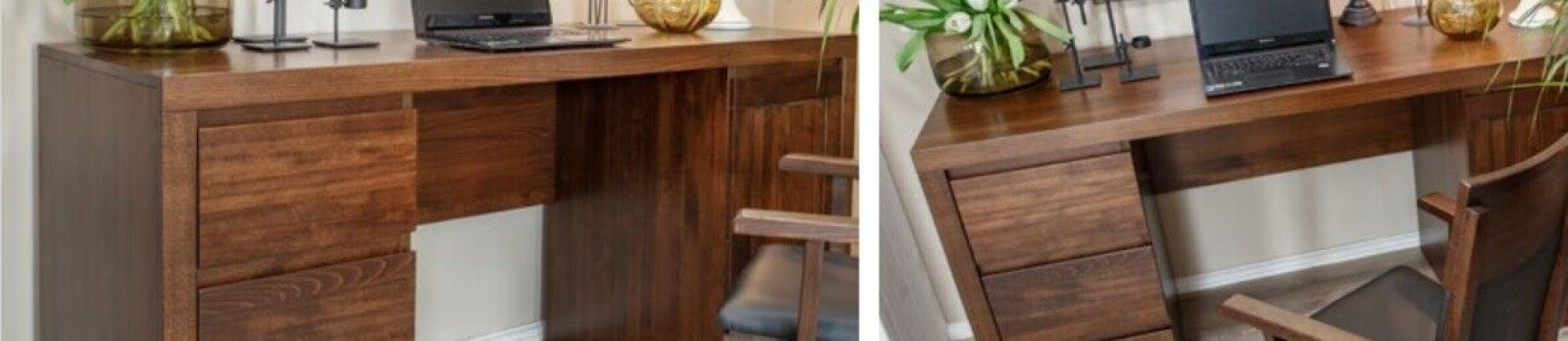 Büro Set Garnitur Ariichtung Dësch + Sëtz Massivholz Miwwelen Eech Vollholz