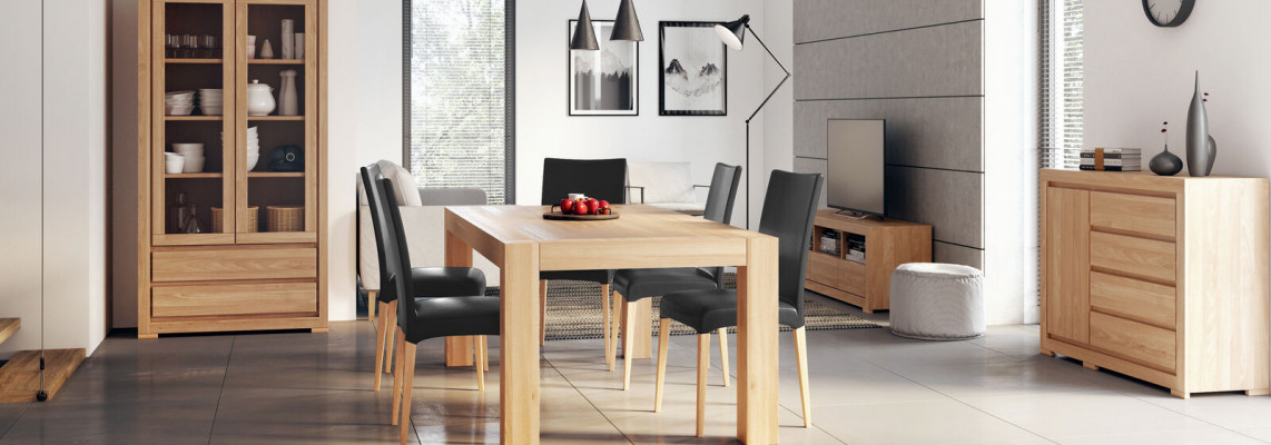 Iesssëtz Echt Holz Massivholz Dësch + 6 Still Iessgrupp Garnitur Vollholz