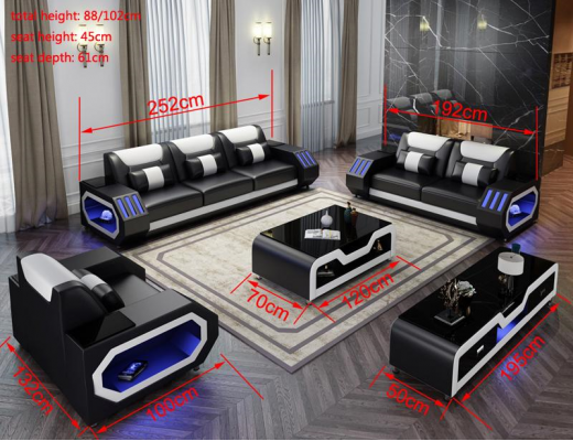 Ledersofa Couch Sofa Garnitur 3+1+1 - Beleedegt Designer Couchen Nei