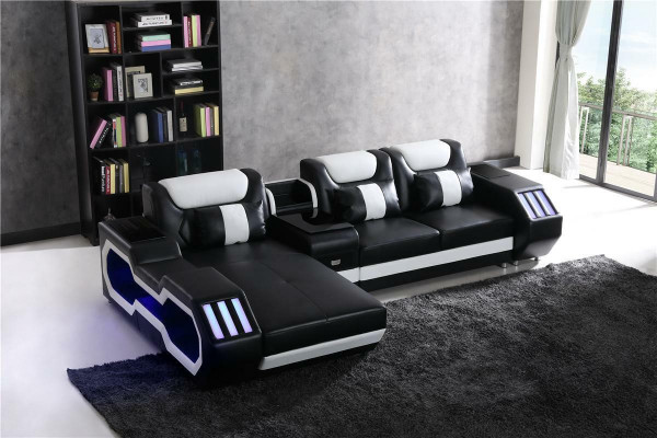 Sofa LED beliichte Ecksofa Wunnzëmmer Lieder Couch Sëtzpolster