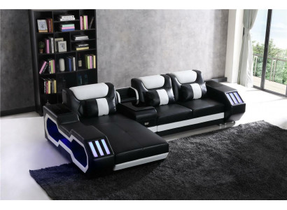 Sofa LED beliichte Ecksofa Wunnzëmmer Lieder Couch Sëtzpolster