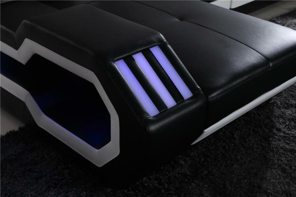 Sofa LED beliichte Ecksofa Wunnzëmmer Lieder Couch Sëtzpolster