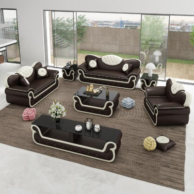 Komplett Set Sofagarnitur 7 Stéck. Sitz Sideboard Design Wunnzëmmer Grupp Garnitur