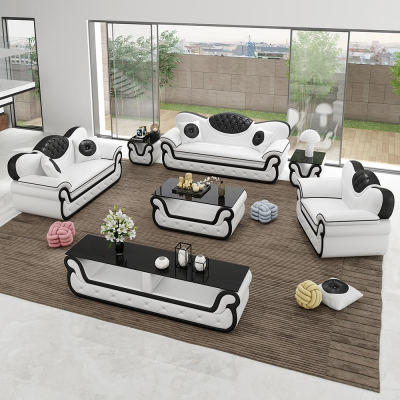 Komplett Set Sofagarnitur 7 Stéck. Sitz Sideboard Design Wunnzëmmer Grupp Garnitur