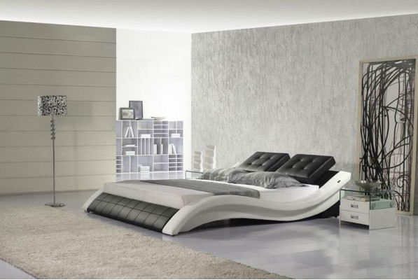Duebelbett Designer Bett Eebett Polsterbett Schlofzëmmer Liederbett Nei