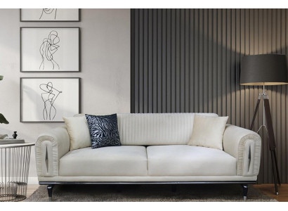 Drësëtzeger Couch Polster Miwwelen Ariichtung 3 Sëtzplaz Couche Sofa Stoff.