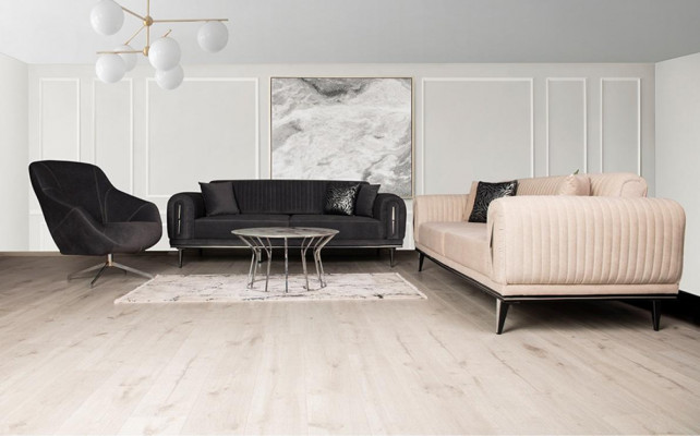 Drësëtzeger Couch Polster Miwwelen Ariichtung 3 Sëtzplaz Couche Sofa Stoff.