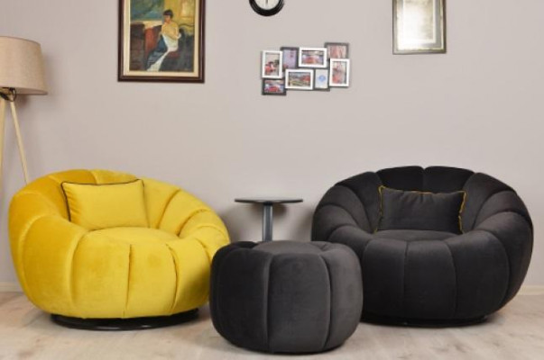 Fotell, schwaarz Faarf, bequem, mëttelwäich, luxuriéis fir Wunnzëmmer, Relax Club.