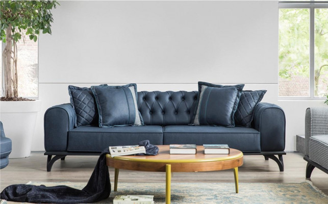 Designer Miwwelen Sëtzgrupp 3+3+1 Sofagarnitur Polster Miwwelen Couchen