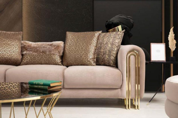 Designer Canapéë Polster Sofa Sofae 3 Sëtz Dräisëtzer Stoffssofa Wunnenzëmmer Neit