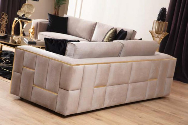 Sofa 3 Sëtzeren Textil Sofas Couch Polster Miwwelen Luxus Moderner Dräisëtzer Nei