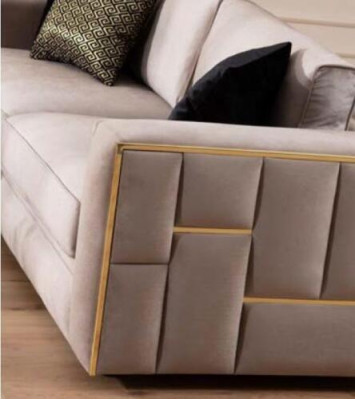 Sofa 3 Sëtzeren Textil Sofas Couch Polster Miwwelen Luxus Moderner Dräisëtzer Nei