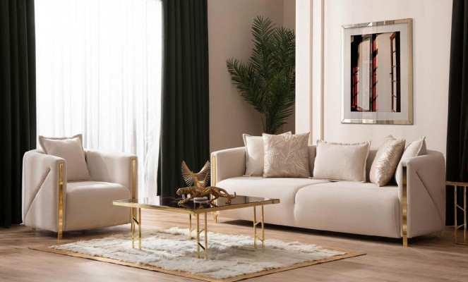 Sofa 3 Sëtzeren Textil Sofas Couch Polster Miwwelen Luxus Moderner Dräisëtzer Nei