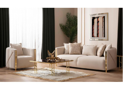 Sofa 3 Sëtzeren Textil Sofas Couch Polster Miwwelen Luxus Moderner Dräisëtzer Nei