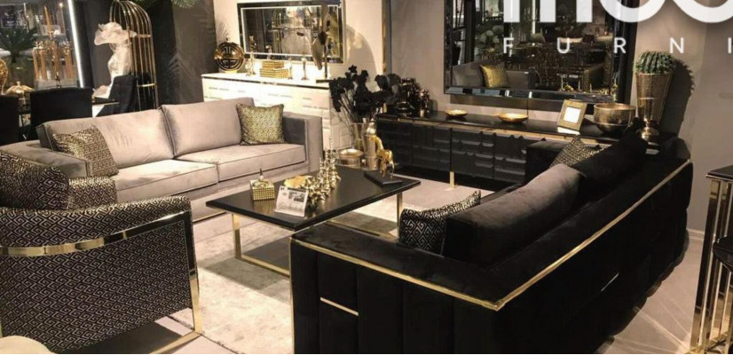 Sofagarnitur 3+3 Sëtzer Sofa Sessel Sofasen Luxus Garnitur Set Samt Stoff Grupp