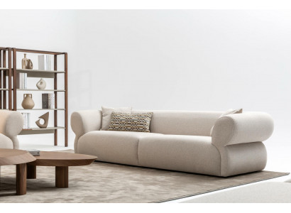 Modern Sofa 3 Sëtzer Beige Dräisëtzer grouss 250cm Sofa Canapé Luxus Miwwel Nei