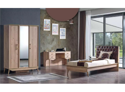 Design Jugendzëmmer Schlofzëmmer Bett Set Schaf Schreifdësch 3 Stéck.