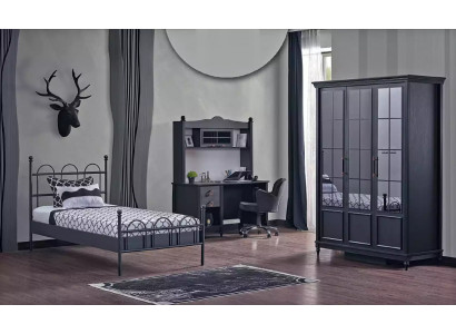 Komplettschlofkummer Schlofkummer Bett Schaf Schafschreiwschotelck Schwaarzt 3-Deelset