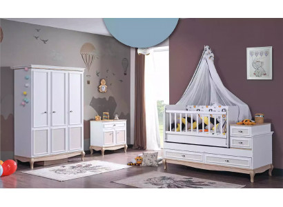 Crèche Bett Kannerzëmmer Komplettt Schlofzëmmer Schaf Kommoud 3tlg.