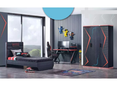 Gamer Kannerzëmmer Schlofzëmmer Bett Dësch Kleederschaf 3tlg.